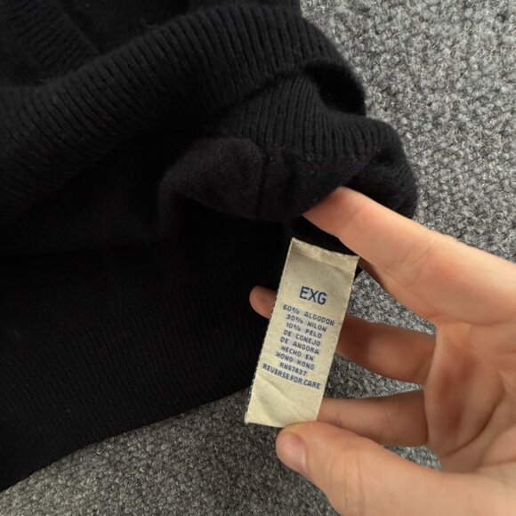 Ralph Lauren Polo Jeans Rabbit Hair Blend Black Flag Sweater Hooded USA Logo RL - Picture 12 of 14